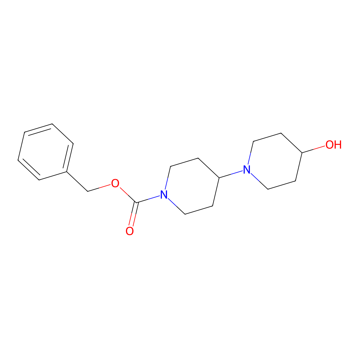 Benzyl 4-(4-hydroxypiperidin-1-yl)piperidine-1-carboxylate molecular structure, CAS 864291-76-9