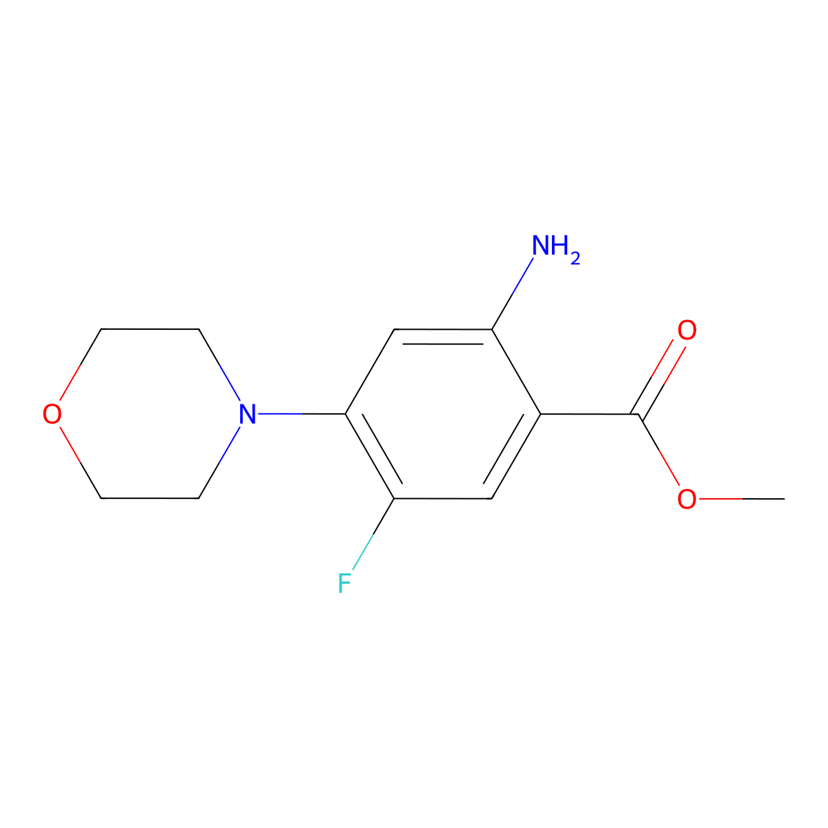 Methyl 2-amino-5-fluoro-4-morpholinobenzoate molecular structure, CAS 864292-15-9