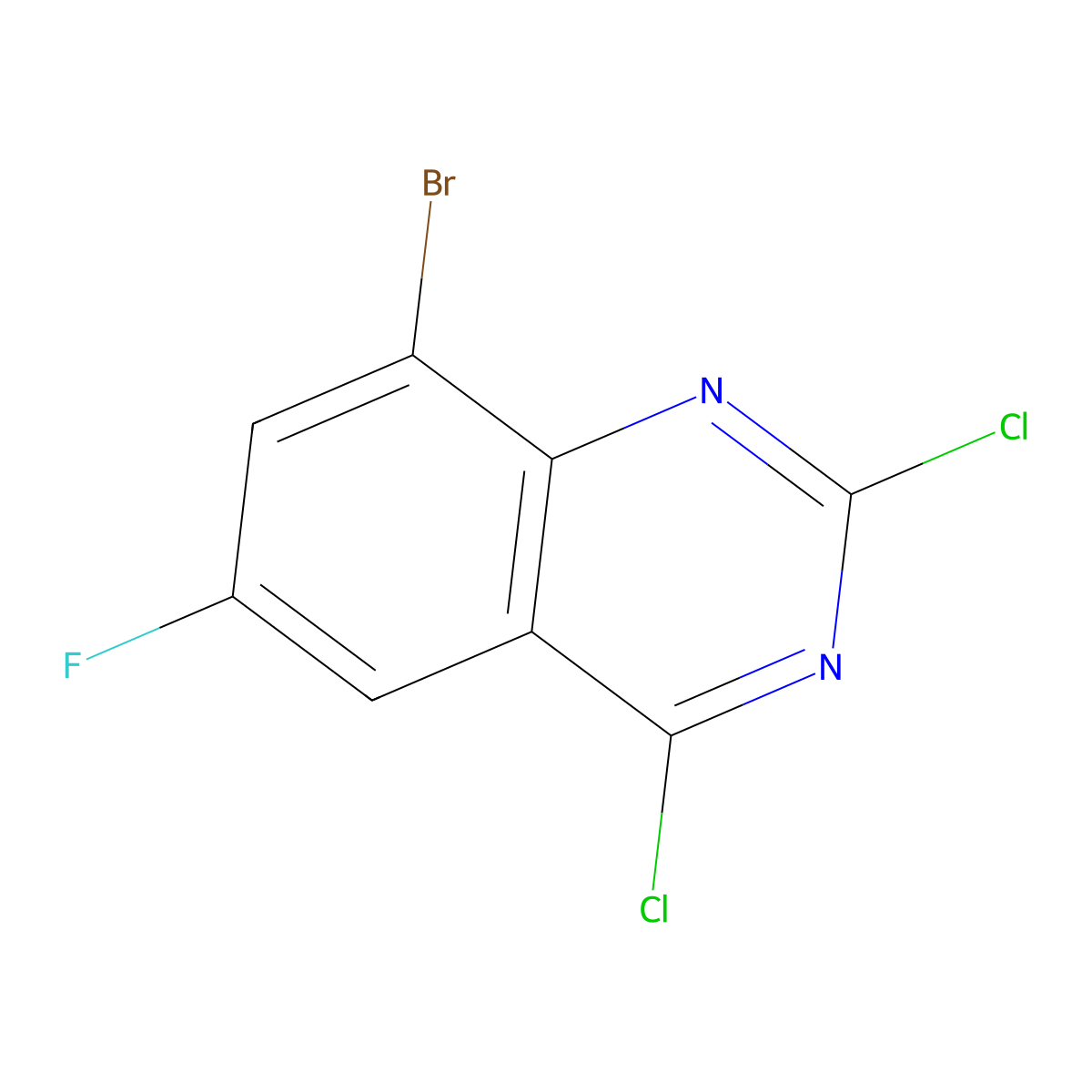 8-Bromo-2,4-dichloro-6-fluoroquinazoline molecular structure, CAS 864292-32-0