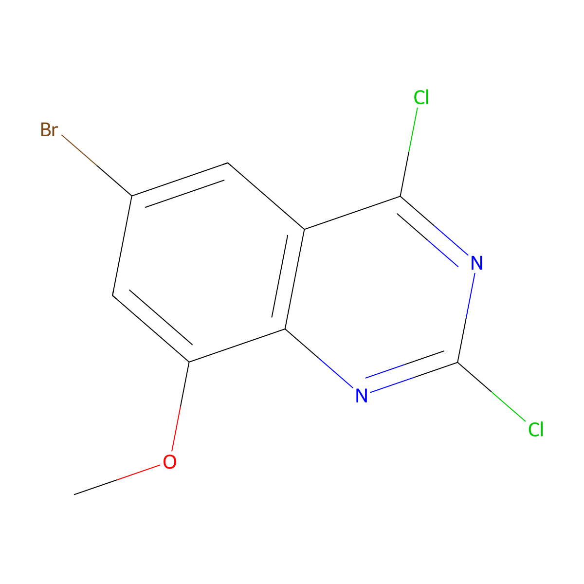 6-Bromo-2,4-dichloro-8-methoxyquinazoline molecular structure, CAS 864292-36-4
