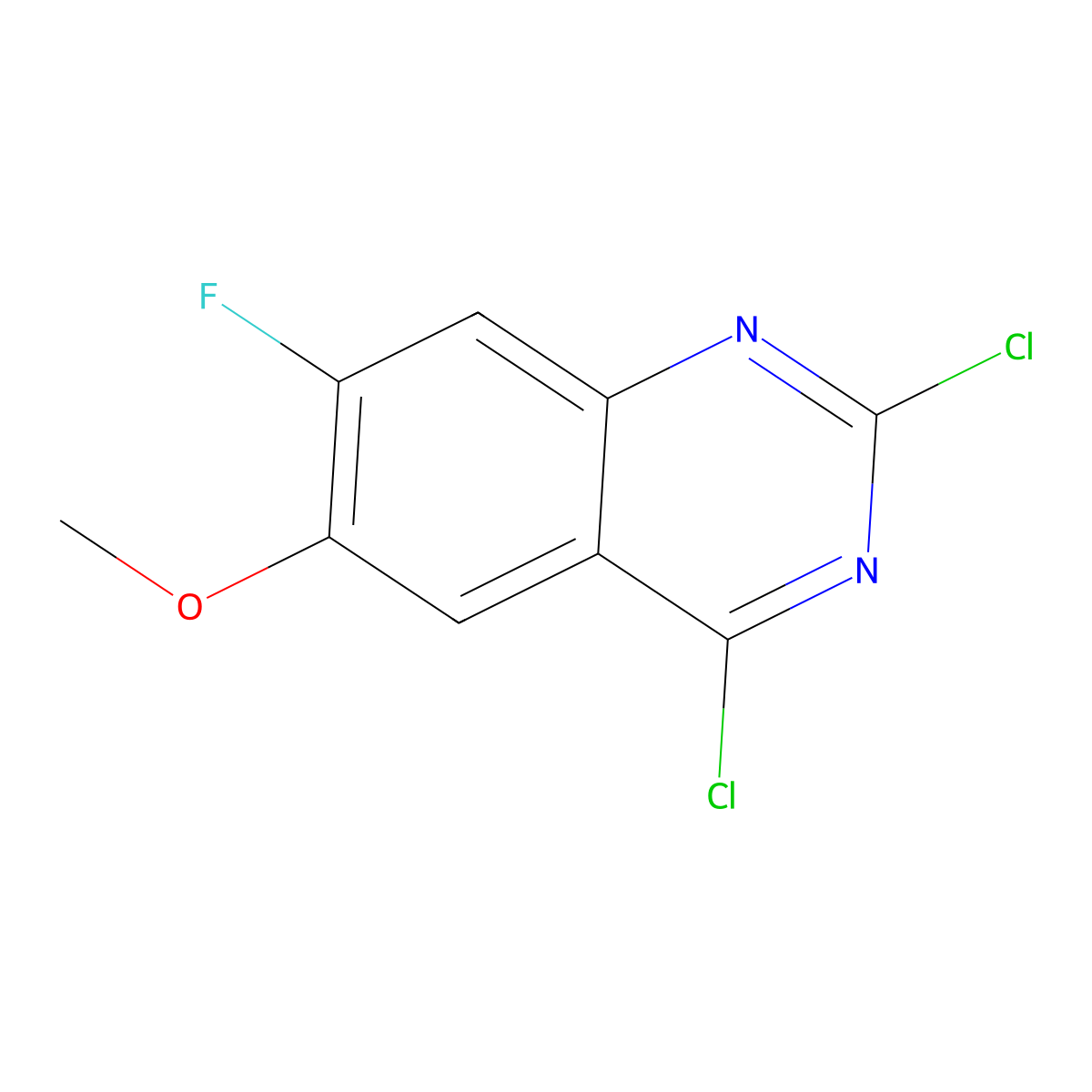 2,4-Dichloro-7-fluoro-6-methoxyquinazoline molecular structure, CAS 864292-37-5