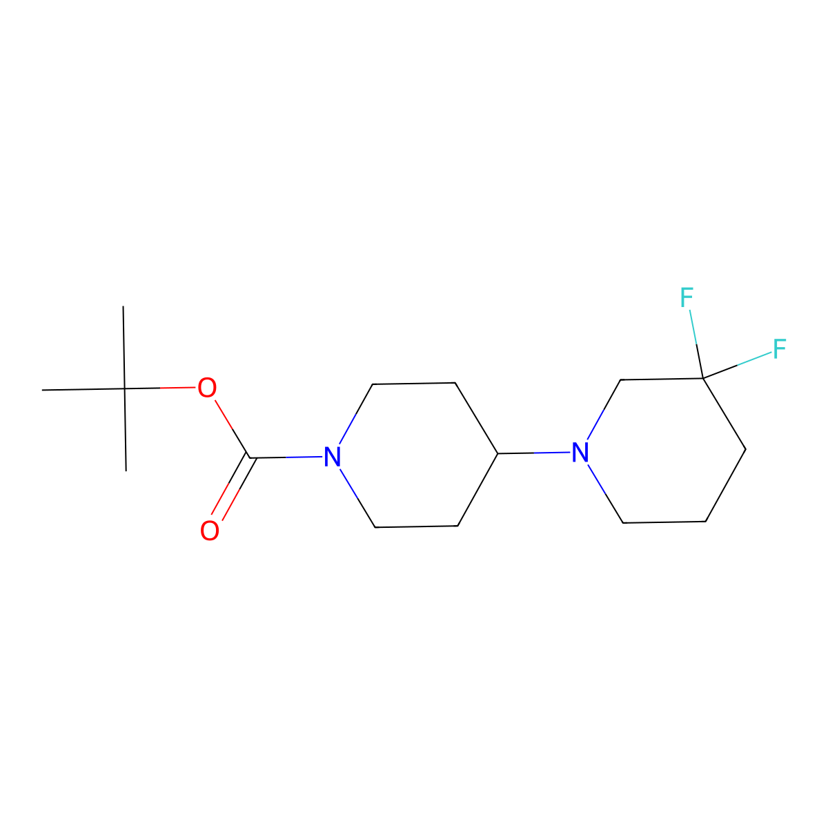 tert-Butyl 3,3-difluoro-[1,4'-bipiperidine]-1'-carboxylate molecular structure, CAS 864292-92-2