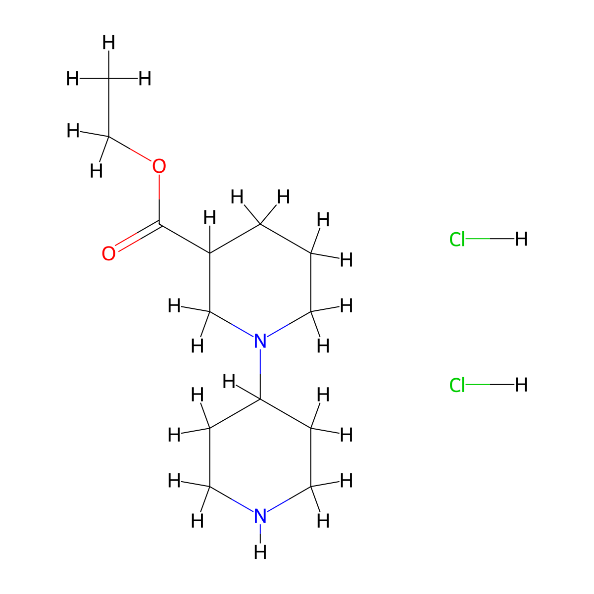 Ethyl 1,4'-bipiperidine-3-carboxylate dihydrochloride molecular structure, CAS 864292-95-5