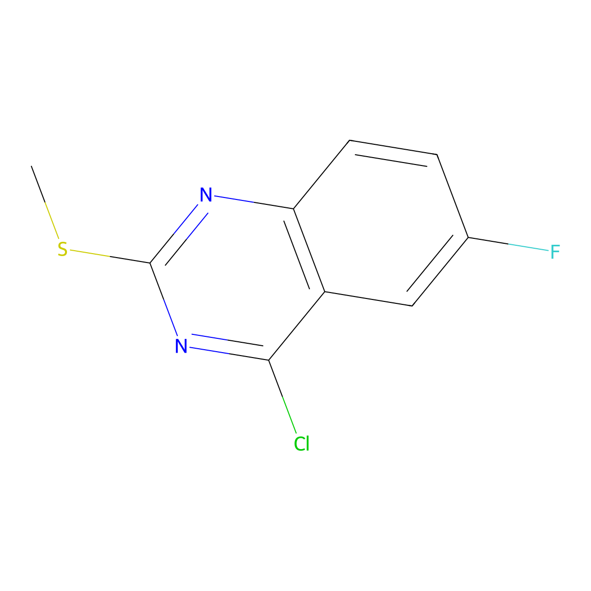 4-Chloro-6-fluoro-2-(methylthio)quinazoline molecular structure, CAS 864293-08-3