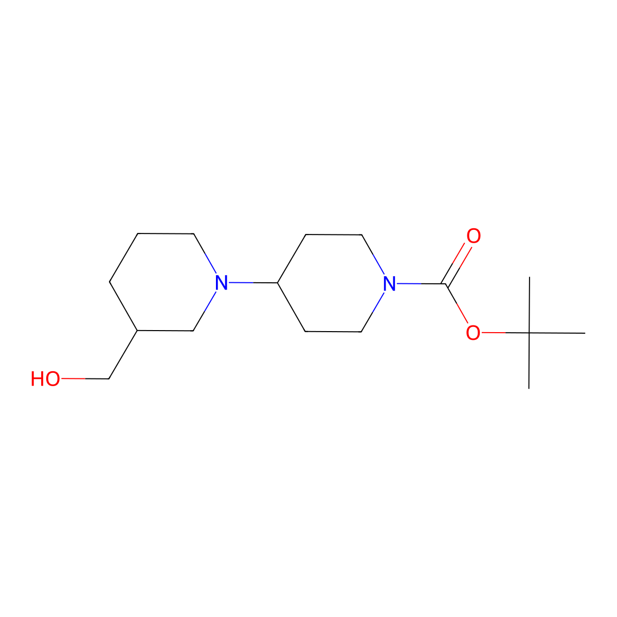 Tert-butyl 4-(3-(hydroxymethyl)piperidin-1-YL)piperidine-1-carboxylate molecular structure, CAS 864293-17-4
