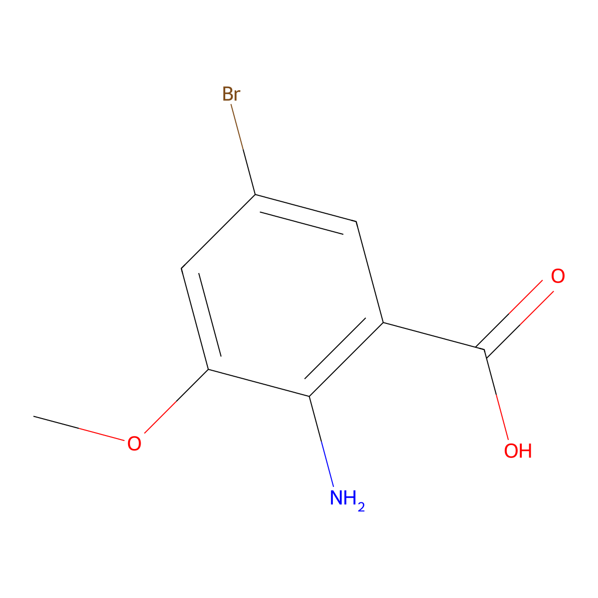 2-Amino-5-bromo-3-methoxybenzoic acid molecular structure, CAS 864293-44-7