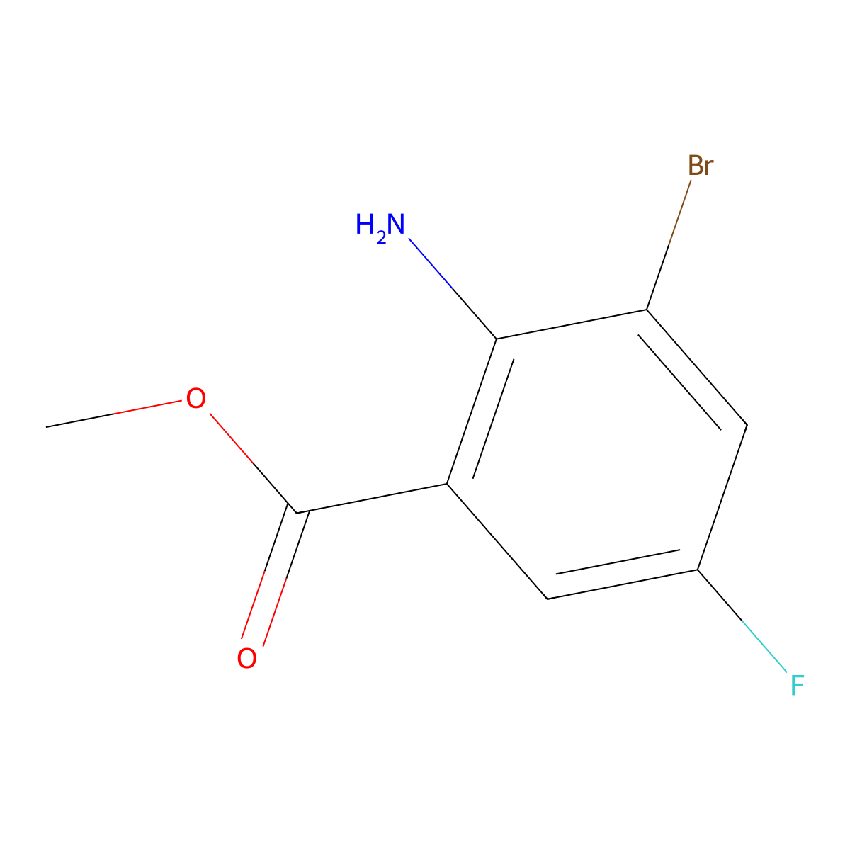 Benzoic acid, 2-amino-3-bromo-5-fluoro-, methyl ester molecular structure, CAS 864293-46-9