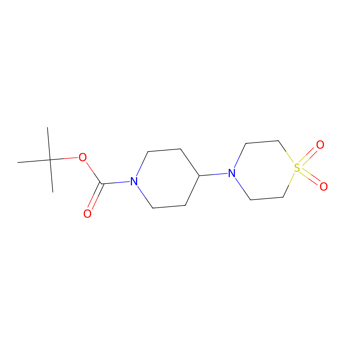 tert-Butyl 4-(1,1-dioxo-1lambda6-thiomorpholin-4-yl)piperidine-1-carboxylate molecular structure, CAS 864293-77-6
