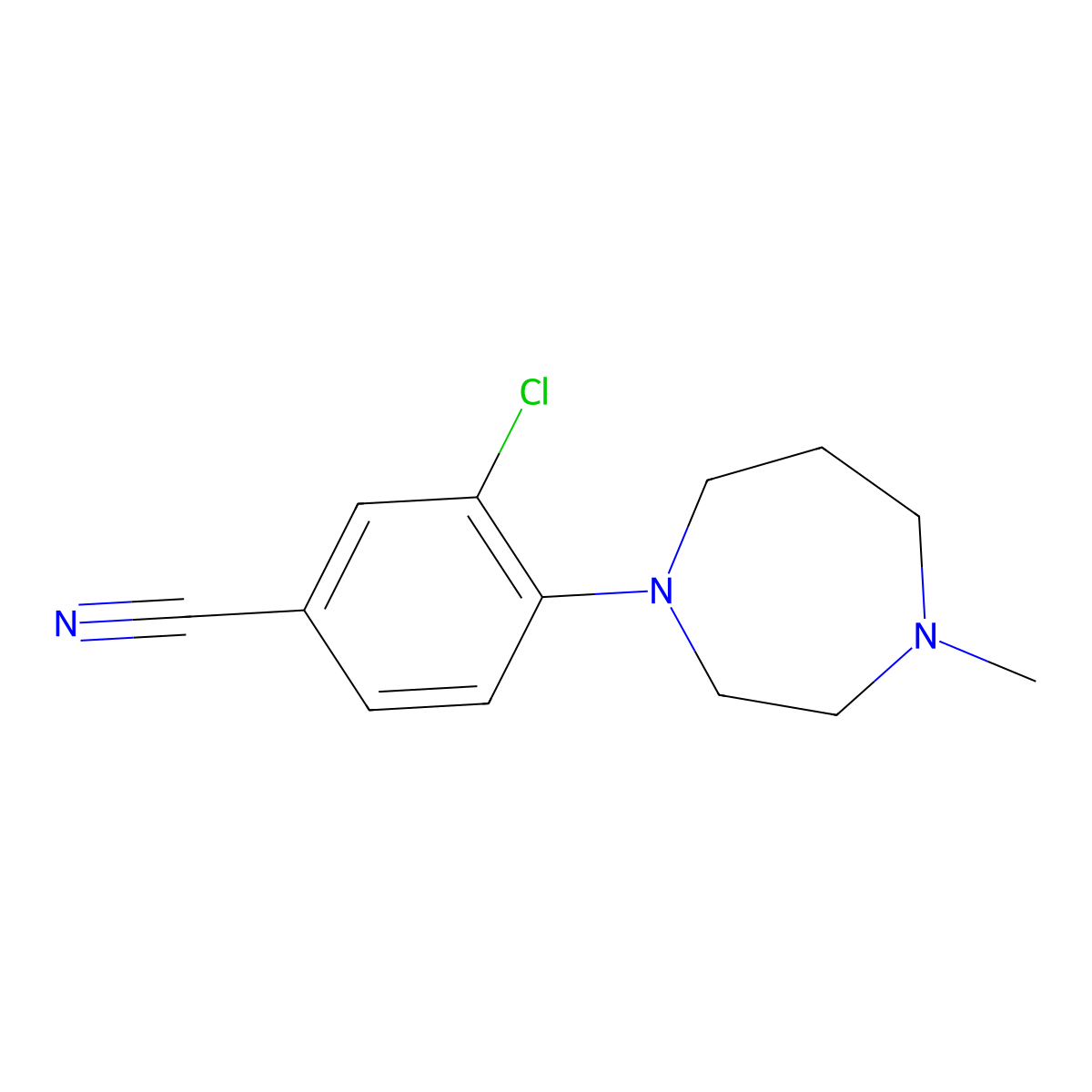 3-Chloro-4-(4-methyl-1,4-diazepan-1-yl)benzonitrile molecular structure, CAS 864296-24-2