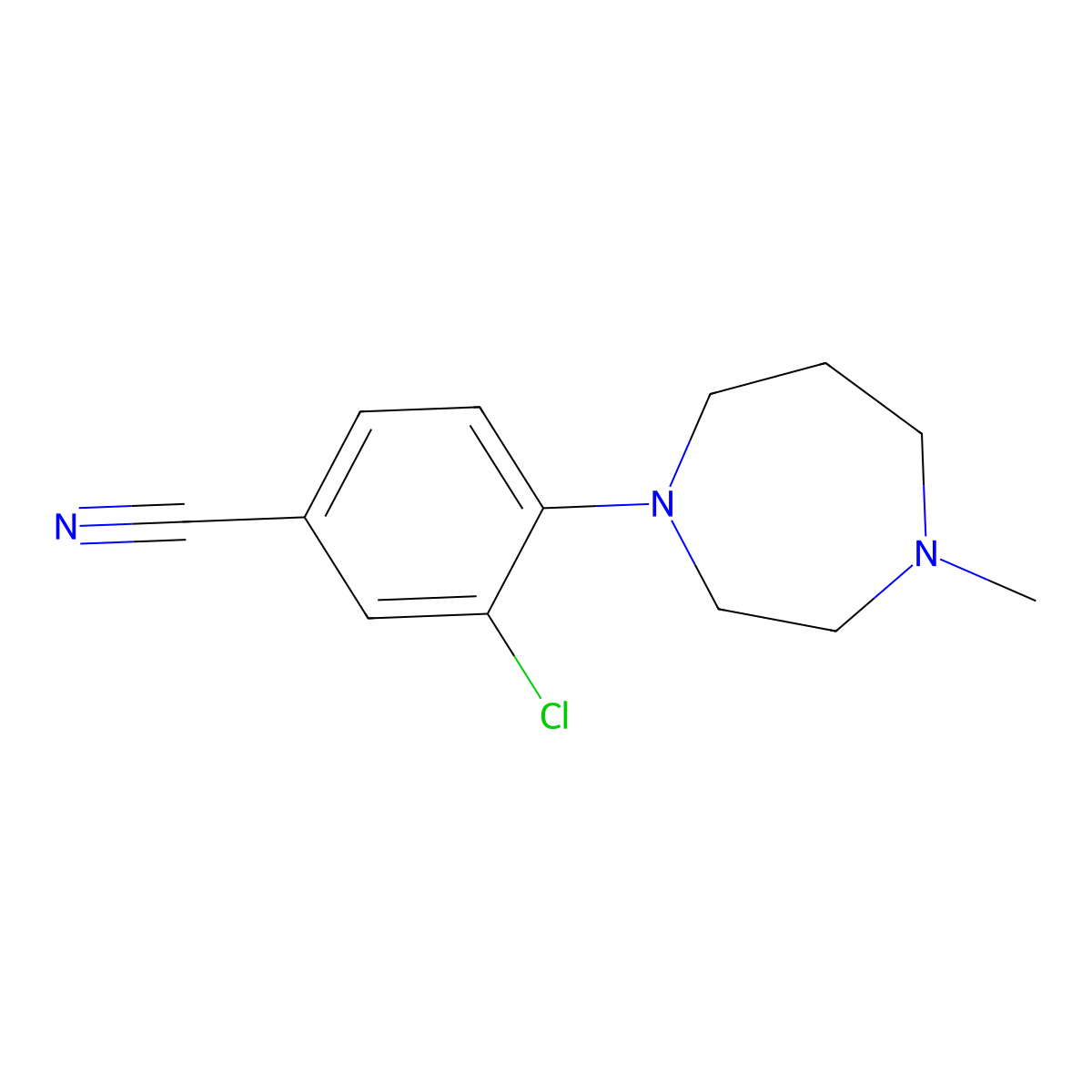 3-Chloro-4-(4-methyl-1,4-diazepan-1-yl)benzonitrile molecular structure, CAS 864296-24-2