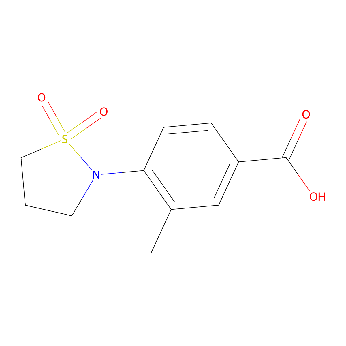4-(1,1-Dioxo-1,2-thiazolidin-2-yl)-3-methylbenzoic acid molecular structure, CAS 864296-62-8