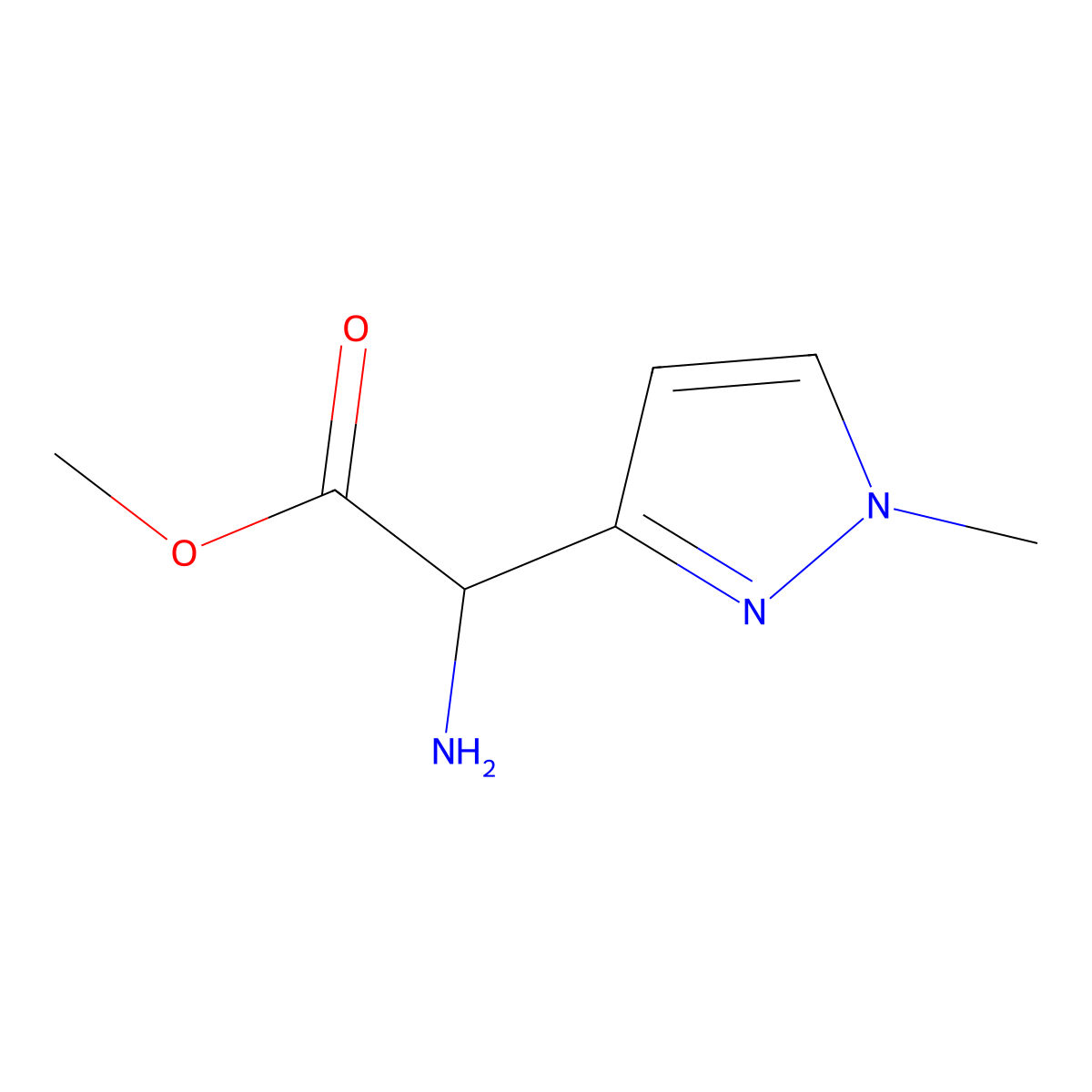 Methyl 2-amino-2-(1-methylpyrazol-3-yl)acetate molecular structure, CAS 864297-19-8