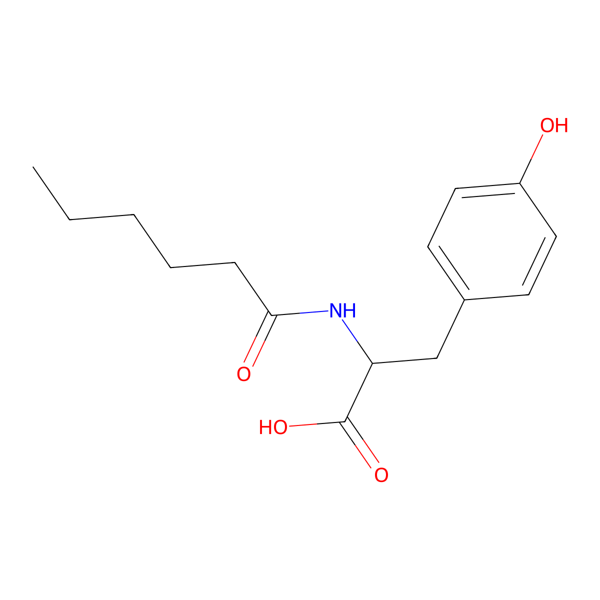 (S)-2-Hexanamido-3-(4-hydroxyphenyl)propanoic acid molecular structure, CAS 86432-28-2