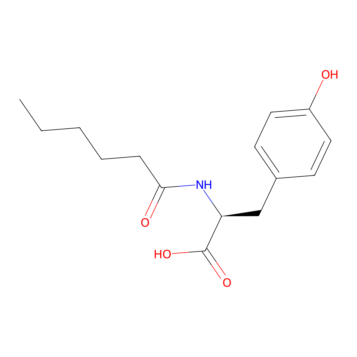 (S)-2-Hexanamido-3-(4-hydroxyphenyl)propanoic acid molecular structure, CAS 86432-28-2
