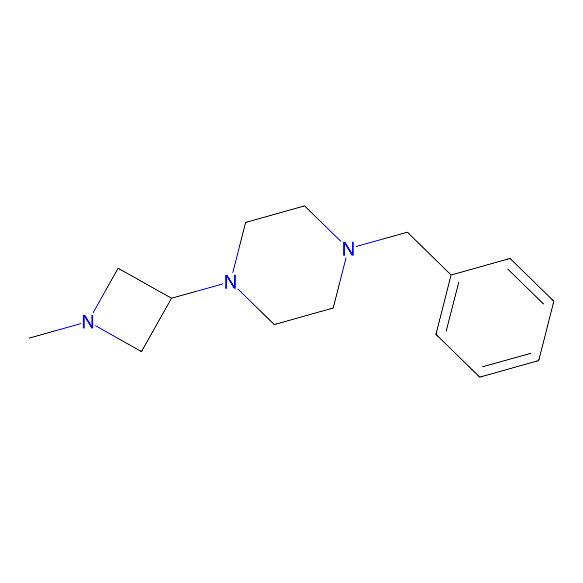 1-Benzyl-4-(1-methylazetidin-3-yl)piperazine molecular structure, CAS 864350-85-6
