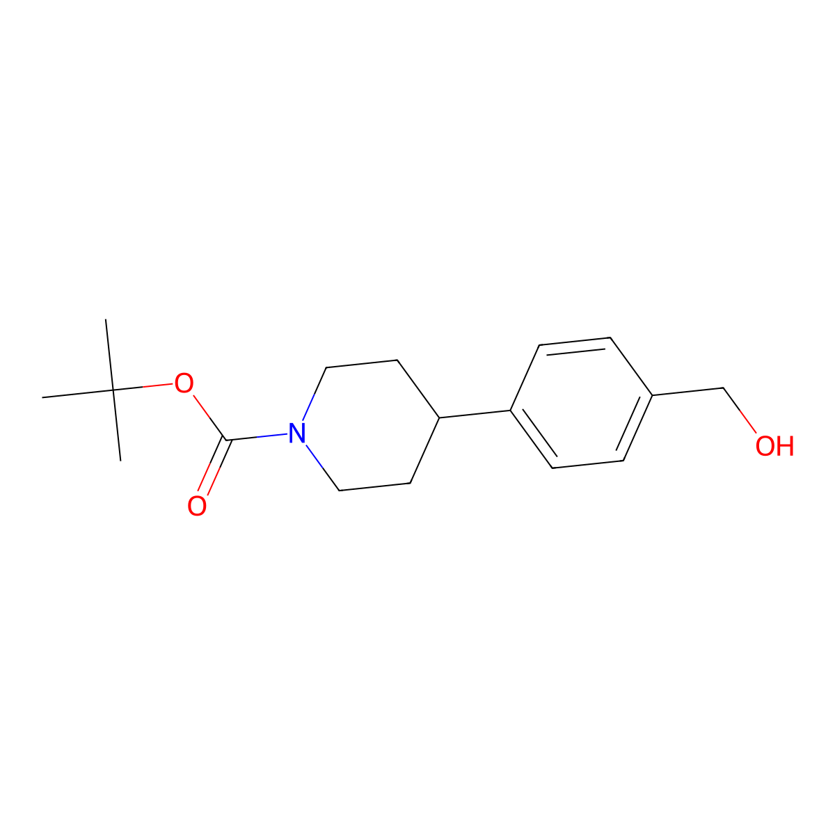 4-(4-Hydroxymethylphenyl)piperidine-1-carboxylic acid t-butyl ester molecular structure, CAS 864359-18-2