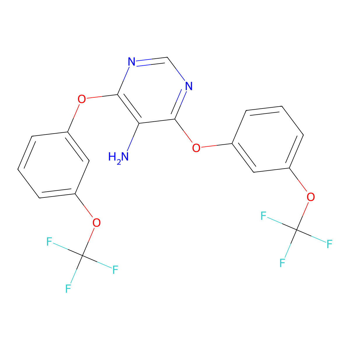 4,6-Bis(3-(trifluoromethoxy)phenoxy)pyrimidin-5-amine molecular structure, CAS 864371-12-0