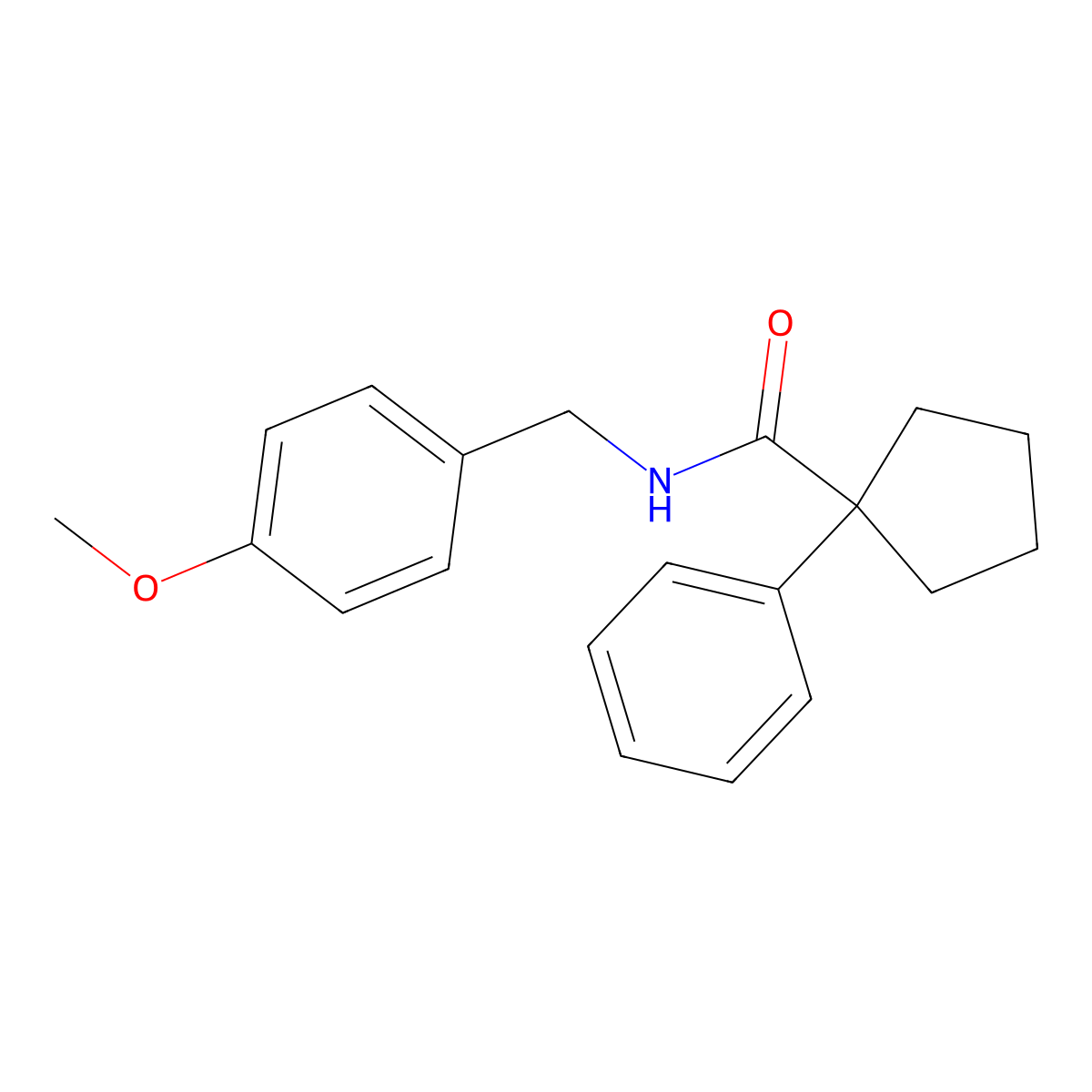 N-[(4-methoxyphenyl)methyl]-1-phenylcyclopentane-1-carboxamide molecular structure, CAS 864383-74-4