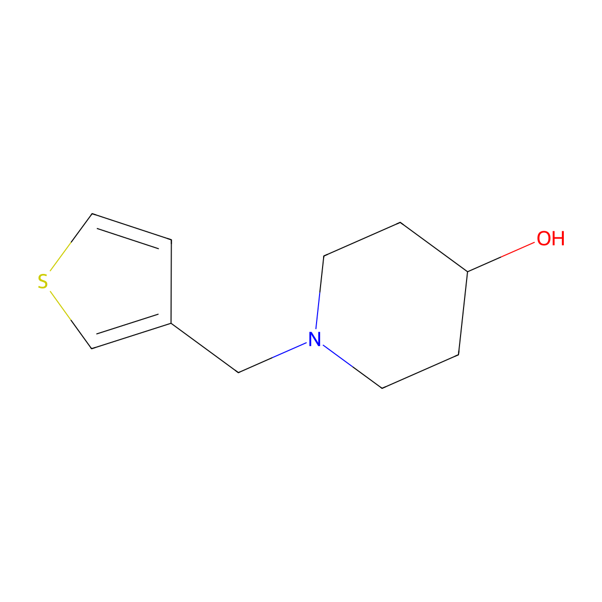 1-(Thiophen-3-ylmethyl)piperidin-4-ol molecular structure, CAS 864388-84-1