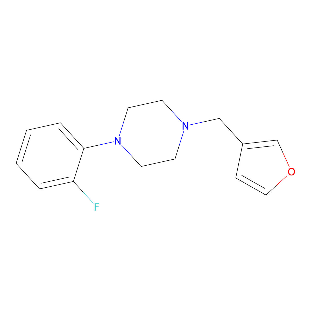 1-(2-Fluorophenyl)-4-(3-furanylmethyl)piperazine molecular structure, CAS 864388-89-6
