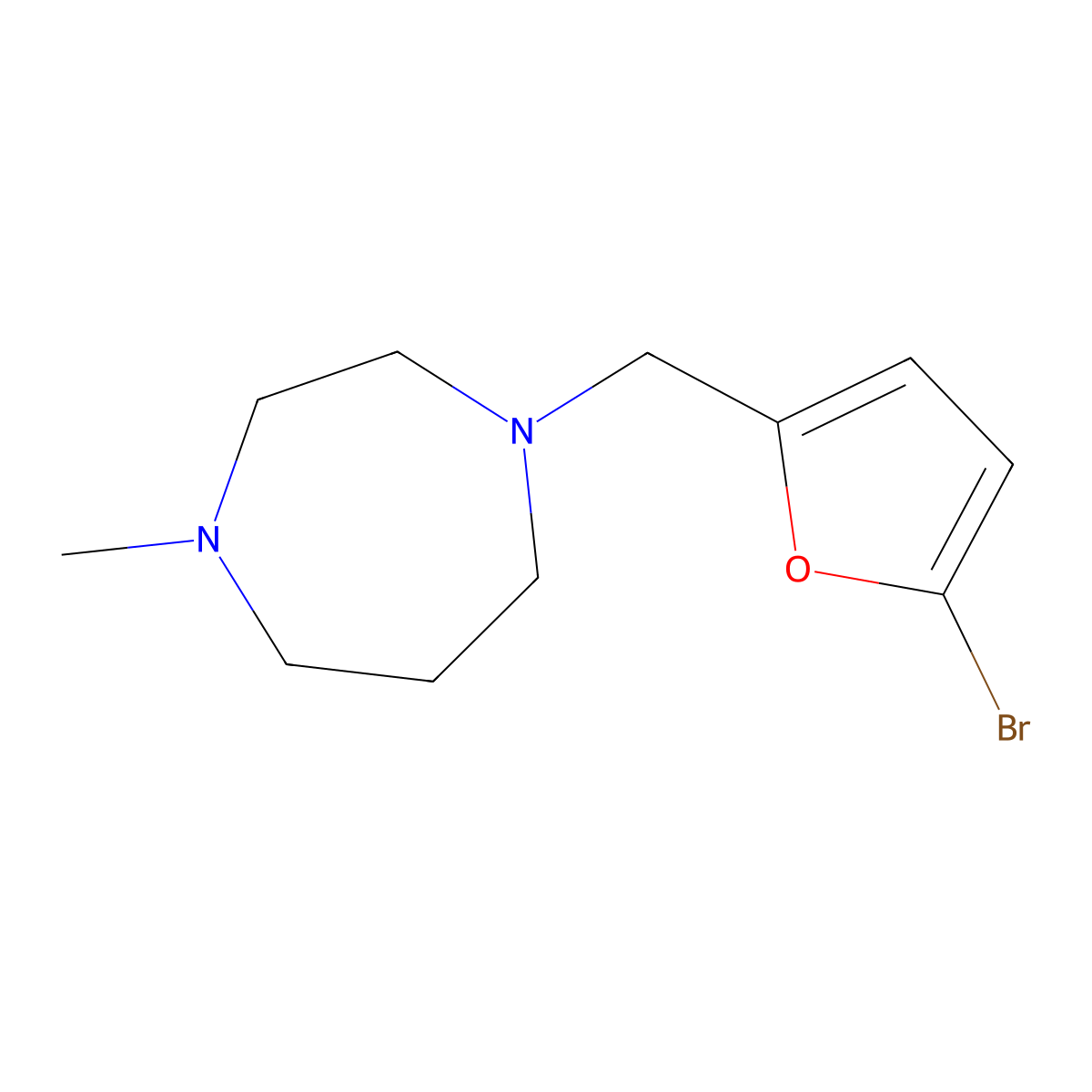 1-((5-Bromofuran-2-yl)methyl)-4-methyl-1,4-diazepane molecular structure, CAS 864389-10-6