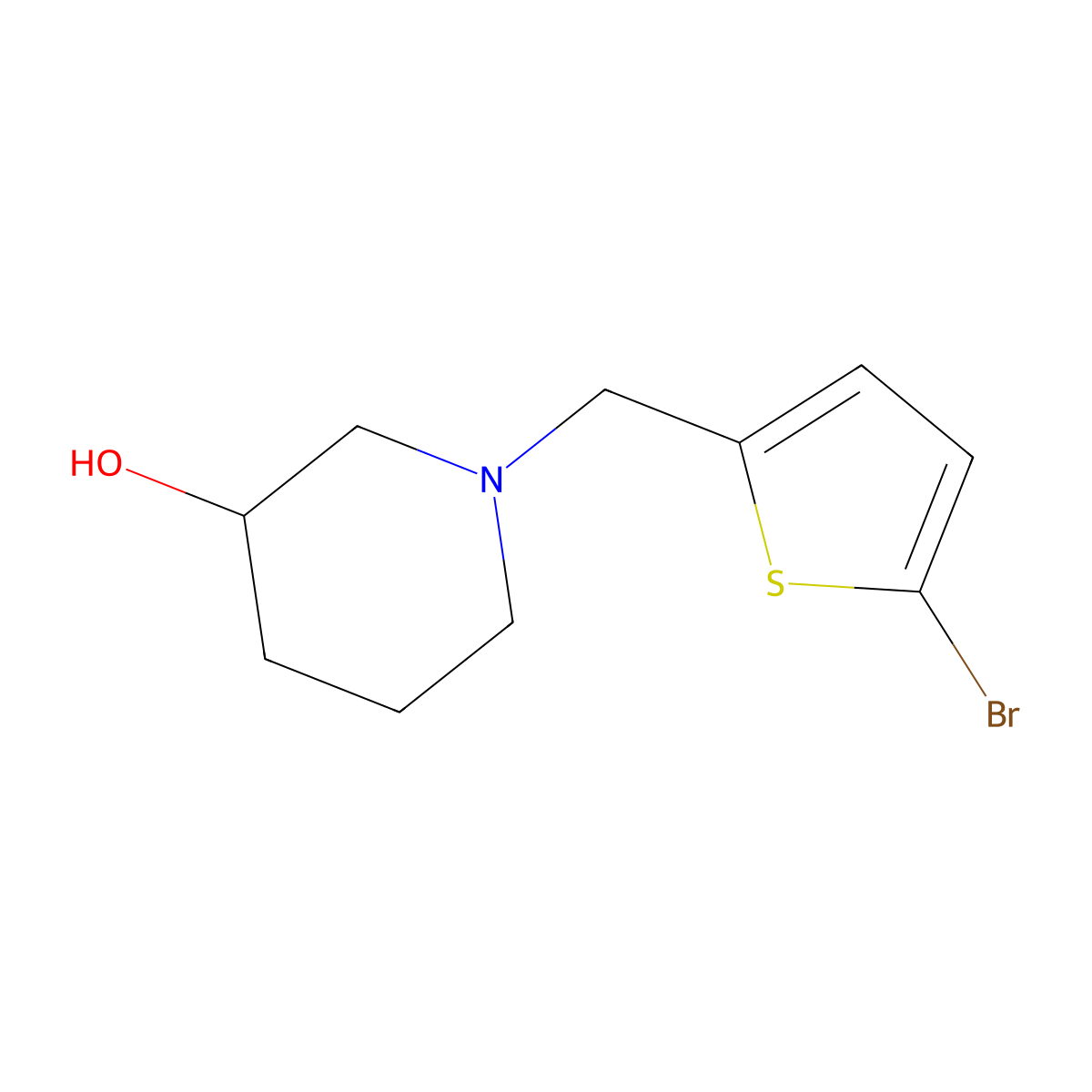1-[(5-Bromothiophen-2-yl)methyl]piperidin-3-ol molecular structure, CAS 864389-17-3