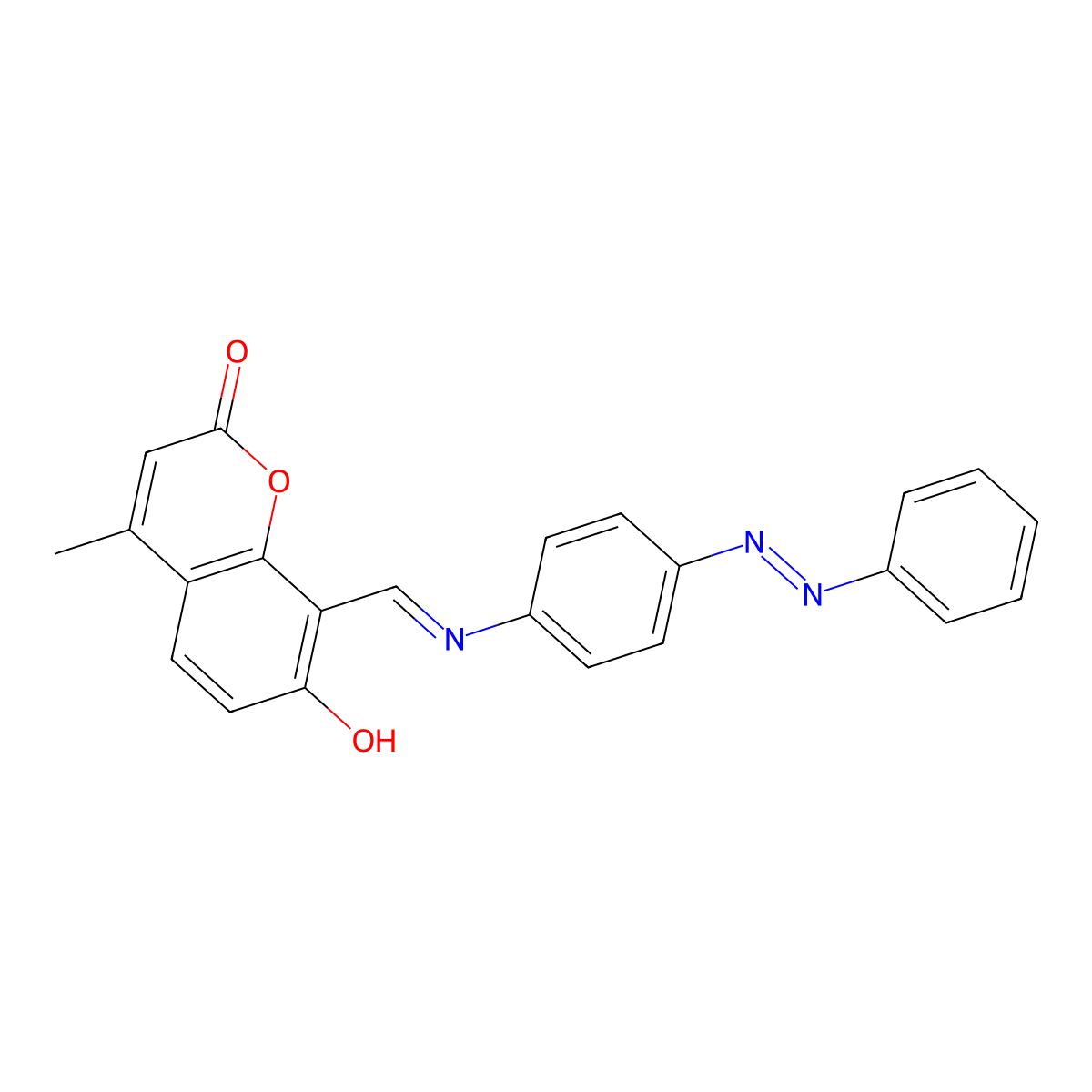 7-hydroxy-4-methyl-8-({[4-(phenyldiazenyl)phenyl]imino}methyl)-2H-chromen-2-one molecular structure, CAS 864389-87-7