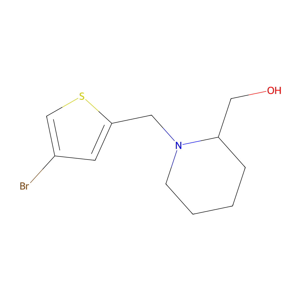 (1-((4-Bromothiophen-2-yl)methyl)piperidin-2-yl)methanol molecular structure, CAS 864410-22-0