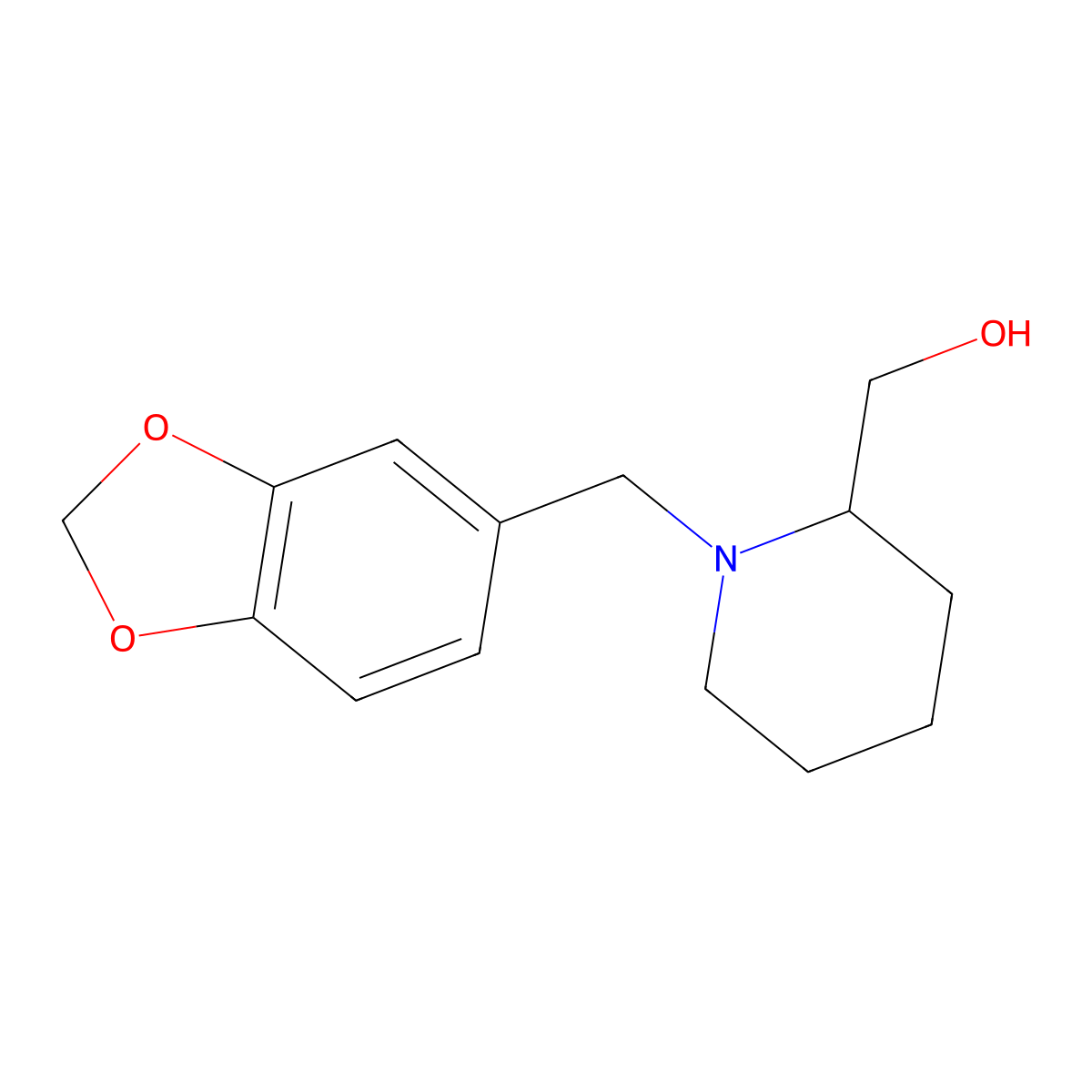 (1-(Benzo[d][1,3]dioxol-5-ylmethyl)piperidin-2-yl)methanol molecular structure, CAS 864410-68-4