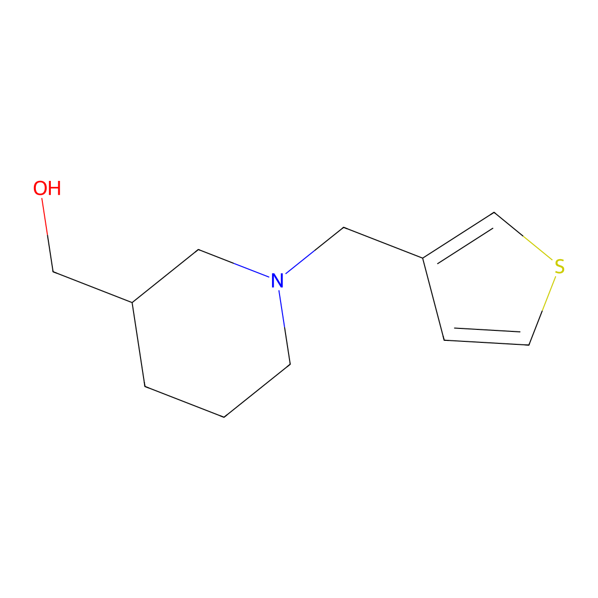 {1-[(Thiophen-3-yl)methyl]piperidin-3-yl}methanol molecular structure, CAS 864410-74-2