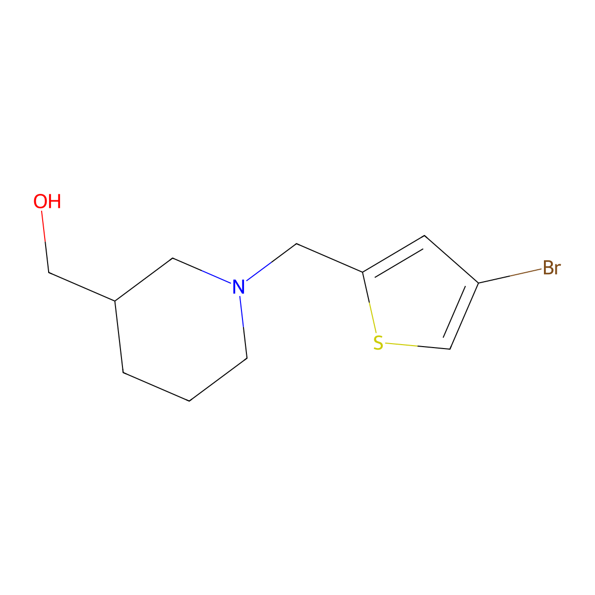 {1-[(4-Bromothiophen-2-yl)methyl]piperidin-3-yl}methanol molecular structure, CAS 864411-19-8