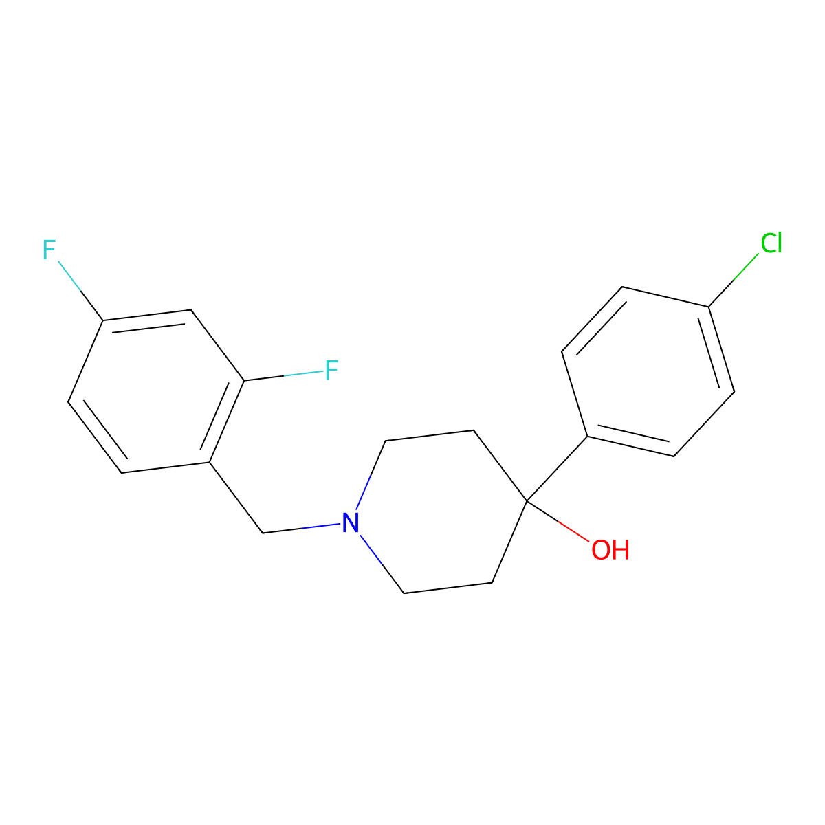 4-(4-Chlorophenyl)-1-(2,4-difluorobenzyl)-4-piperidinol molecular structure, CAS 864413-59-2