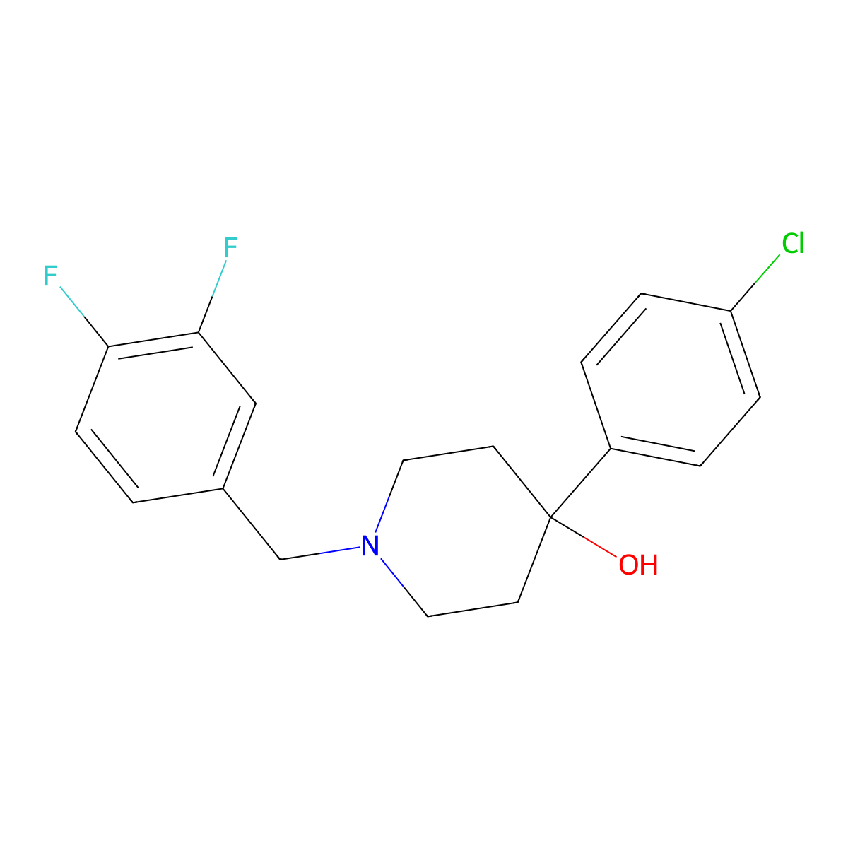4-(4-Chlorophenyl)-1-(3,4-difluorobenzyl)-4-piperidinol molecular structure, CAS 864413-67-2