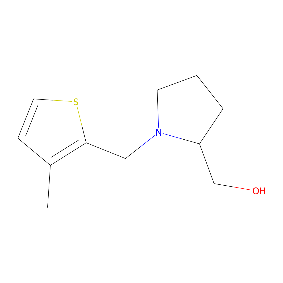 (1-((3-Methylthiophen-2-yl)methyl)pyrrolidin-2-yl)methanol molecular structure, CAS 864413-74-1