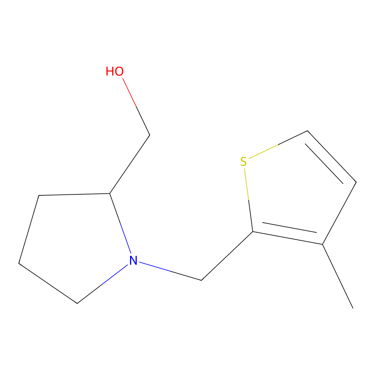 (1-((3-Methylthiophen-2-yl)methyl)pyrrolidin-2-yl)methanol molecular structure, CAS 864413-74-1