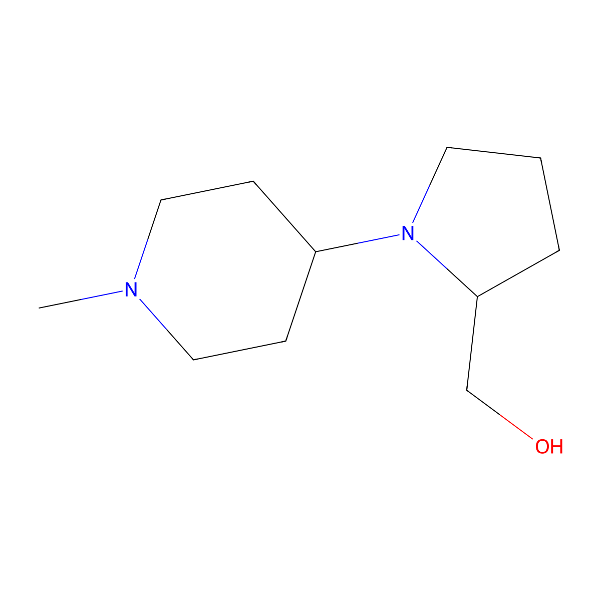[1-(1-Methyl-4-piperidinyl)-2-pyrrolidinyl]methanol molecular structure, CAS 864414-34-6