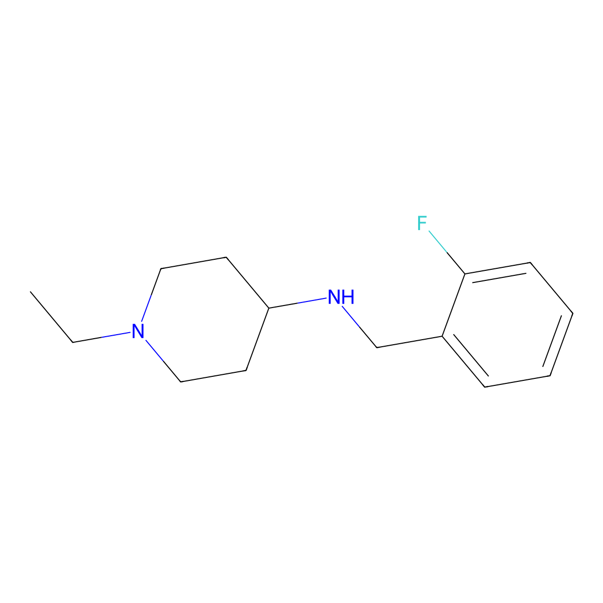 1-ethyl-N-[(2-fluorophenyl)methyl]piperidin-4-amine molecular structure, CAS 864415-19-0