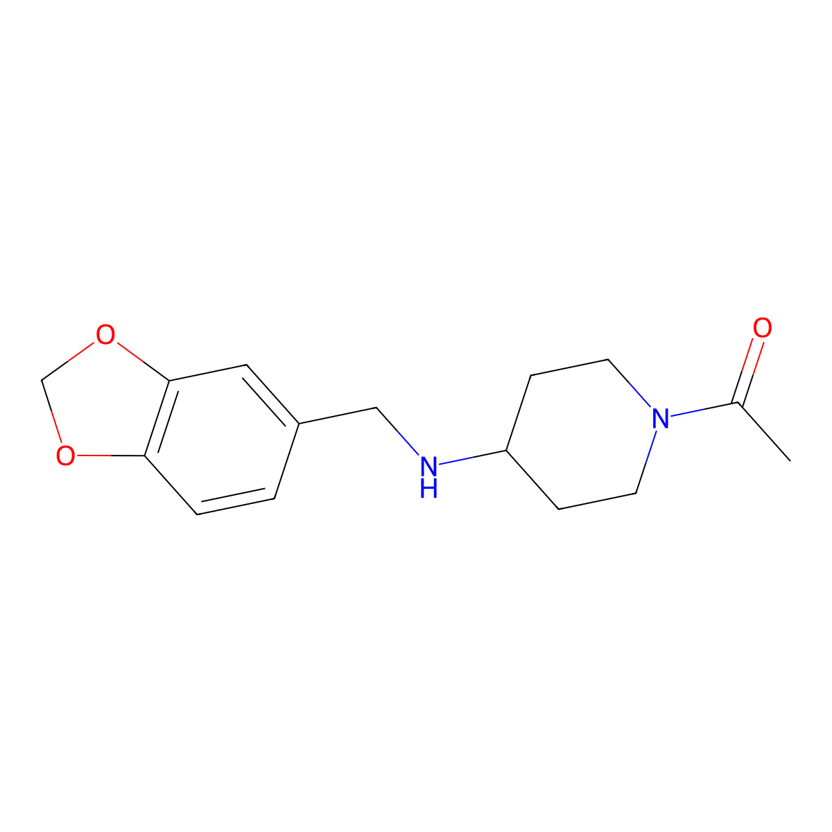 1-acetyl-N-(1,3-benzodioxol-5-ylmethyl)piperidin-4-amine molecular structure, CAS 864415-46-3