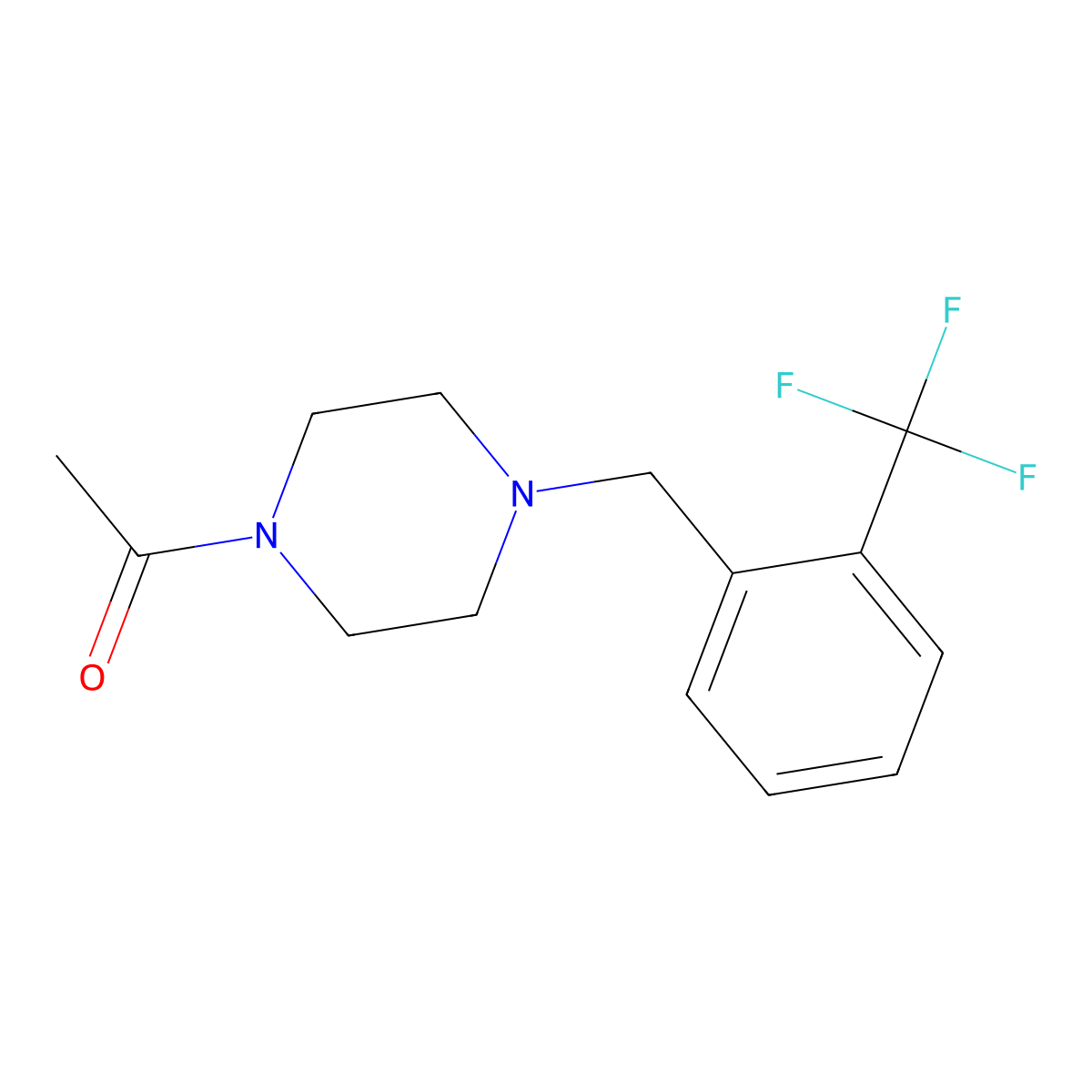 1-[4-[[2-(Trifluoromethyl)phenyl]methyl]piperazin-1-yl]ethanone molecular structure, CAS 864419-11-4