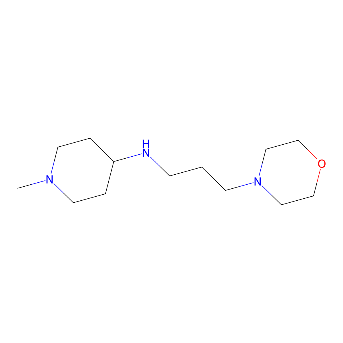 1-methyl-N-[3-(morpholin-4-yl)propyl]piperidin-4-amine molecular structure, CAS 864419-37-4