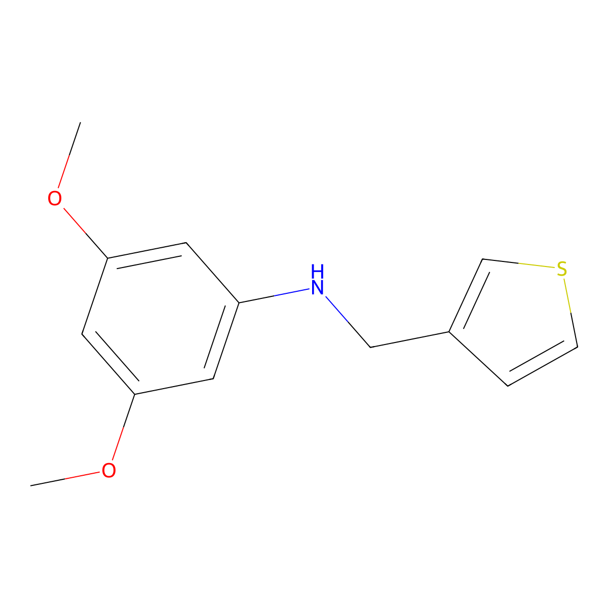 3,5-dimethoxy-N-(thiophen-3-ylmethyl)aniline molecular structure, CAS 864420-81-5