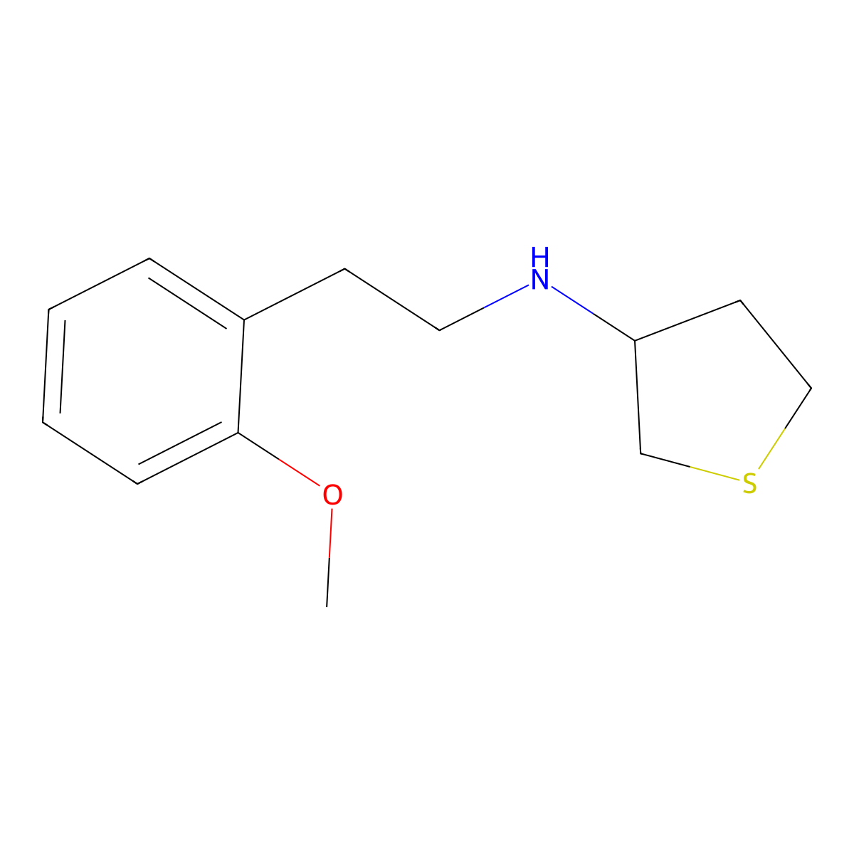 N-(2-Methoxyphenethyl)tetrahydrothiophen-3-amine molecular structure, CAS 864421-58-9