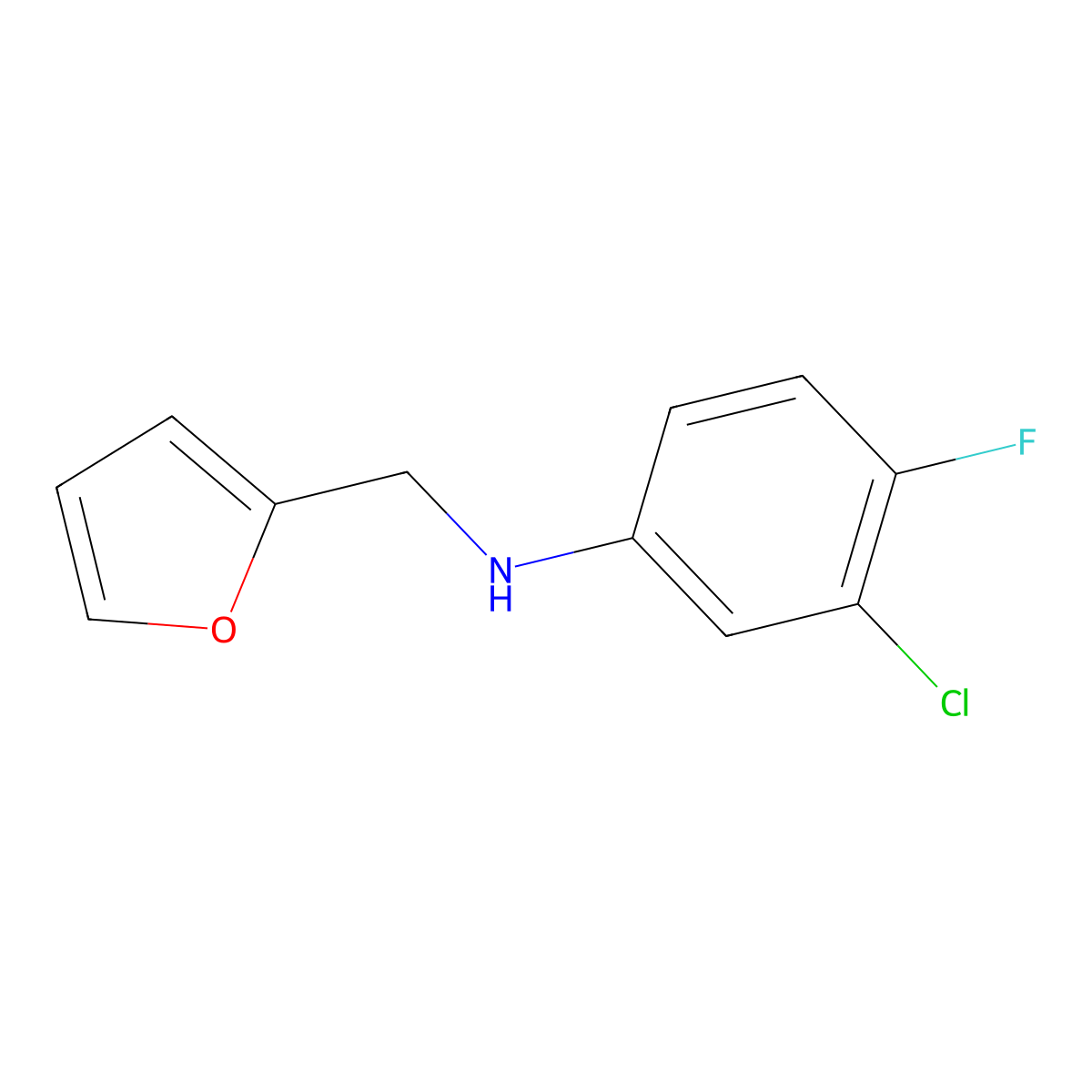 3-chloro-4-fluoro-N-(furan-2-ylmethyl)aniline molecular structure, CAS 864421-62-5