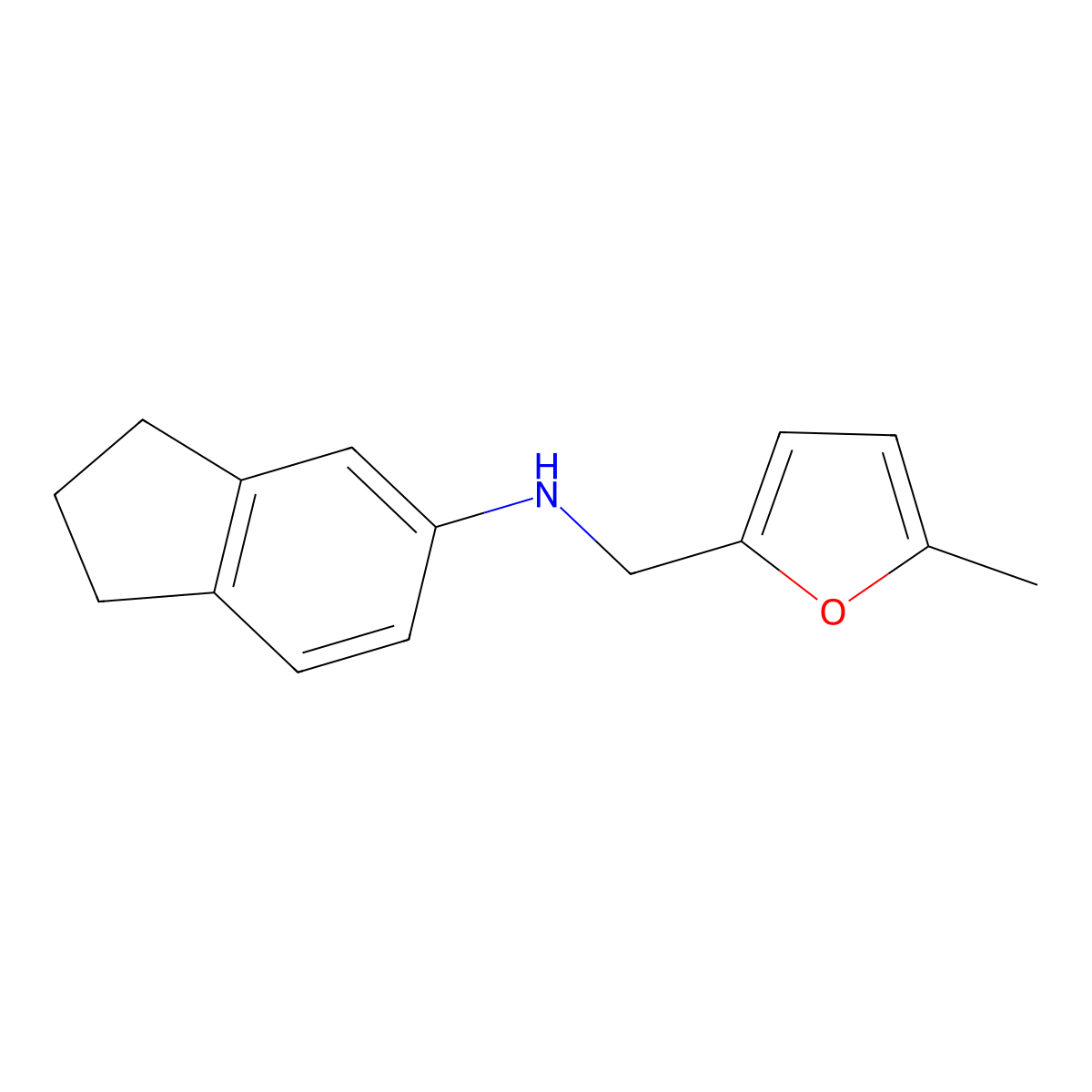 N-((5-Methylfuran-2-yl)methyl)-2,3-dihydro-1H-inden-5-amine molecular structure, CAS 864421-66-9