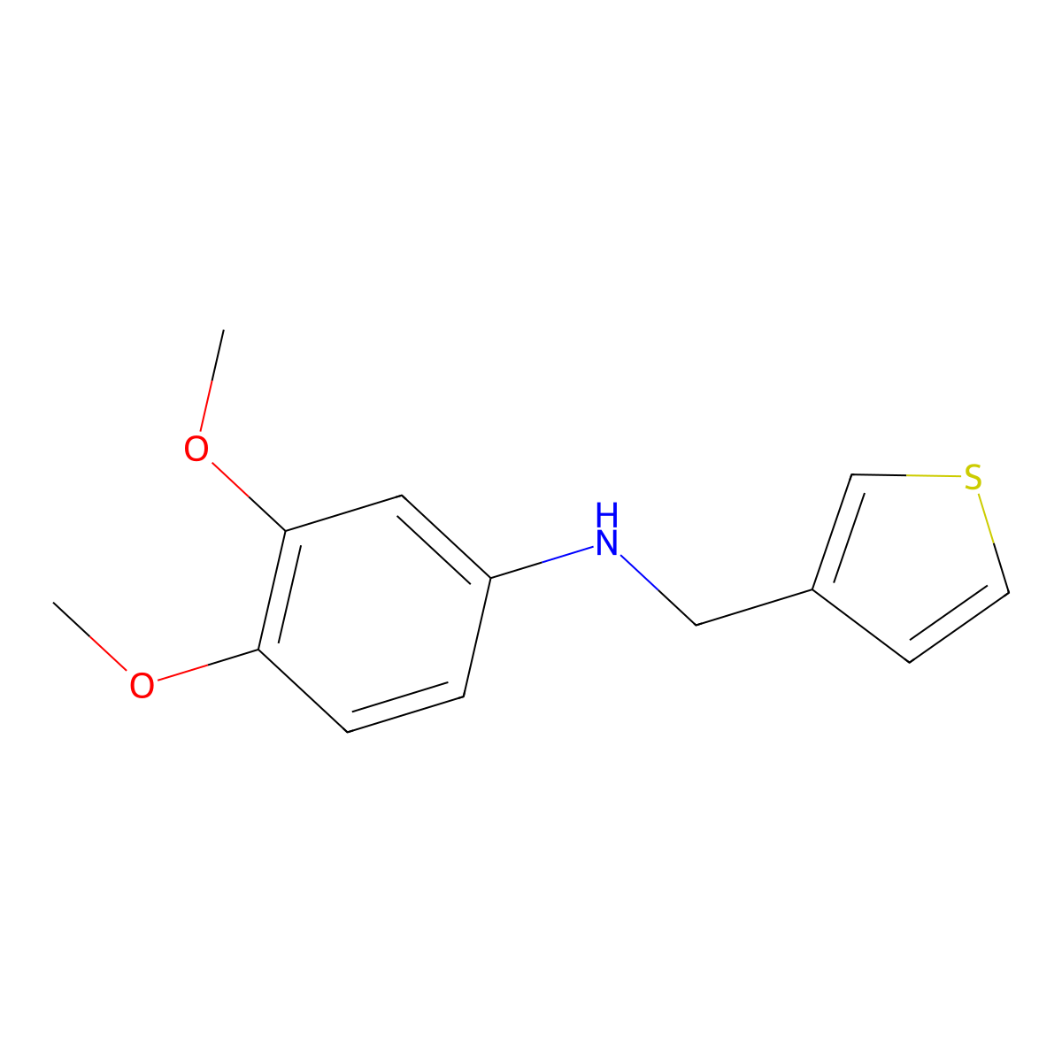 3,4-dimethoxy-N-(thiophen-3-ylmethyl)aniline molecular structure, CAS 864422-00-4