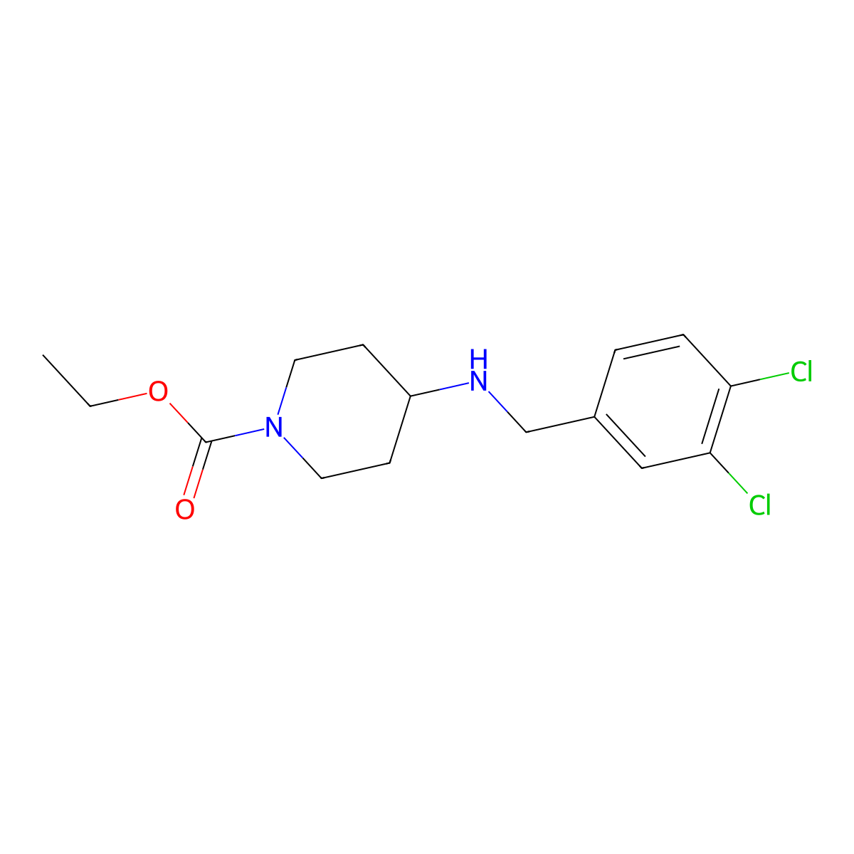 Ethyl 4-(3,4-dichlorobenzylamino)piperidine-1-carboxylate molecular structure, CAS 864422-59-3