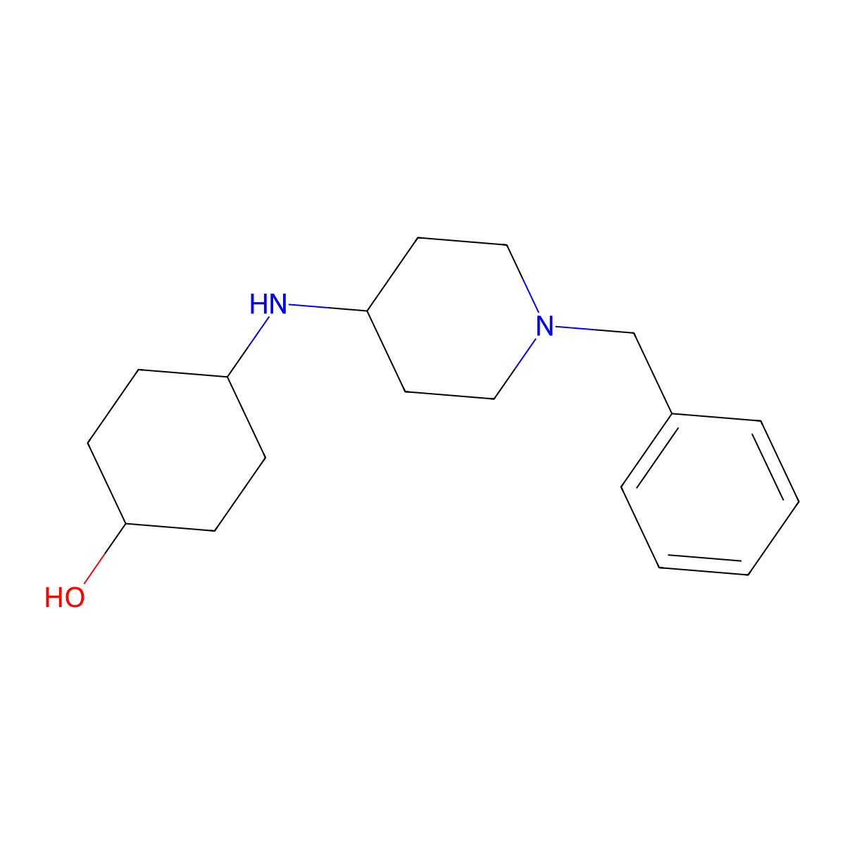 4-((1-Benzylpiperidin-4-yl)amino)cyclohexan-1-ol molecular structure, CAS 864422-66-2