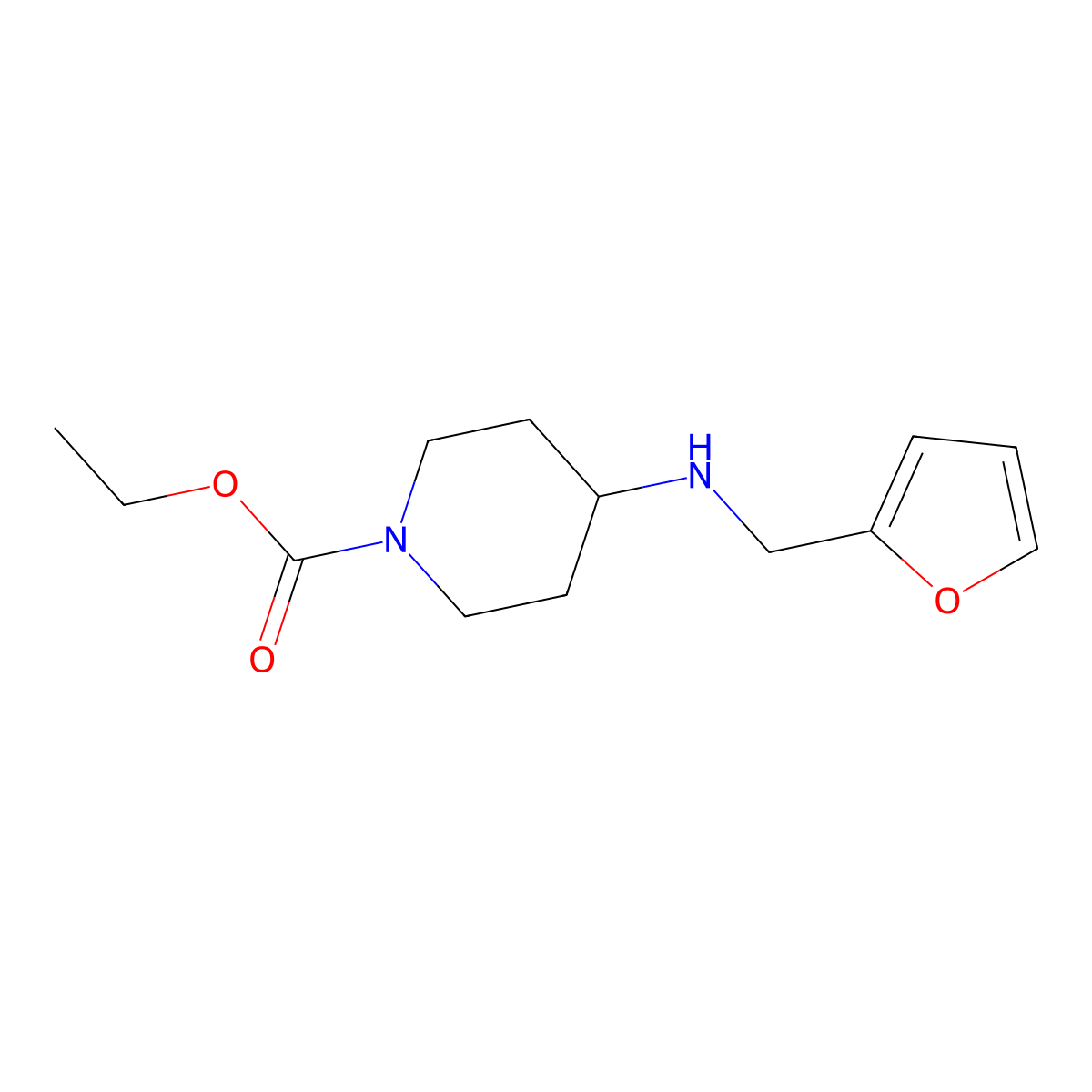 Ethyl 4-((furan-2-ylmethyl)amino)piperidine-1-carboxylate molecular structure, CAS 864423-00-7