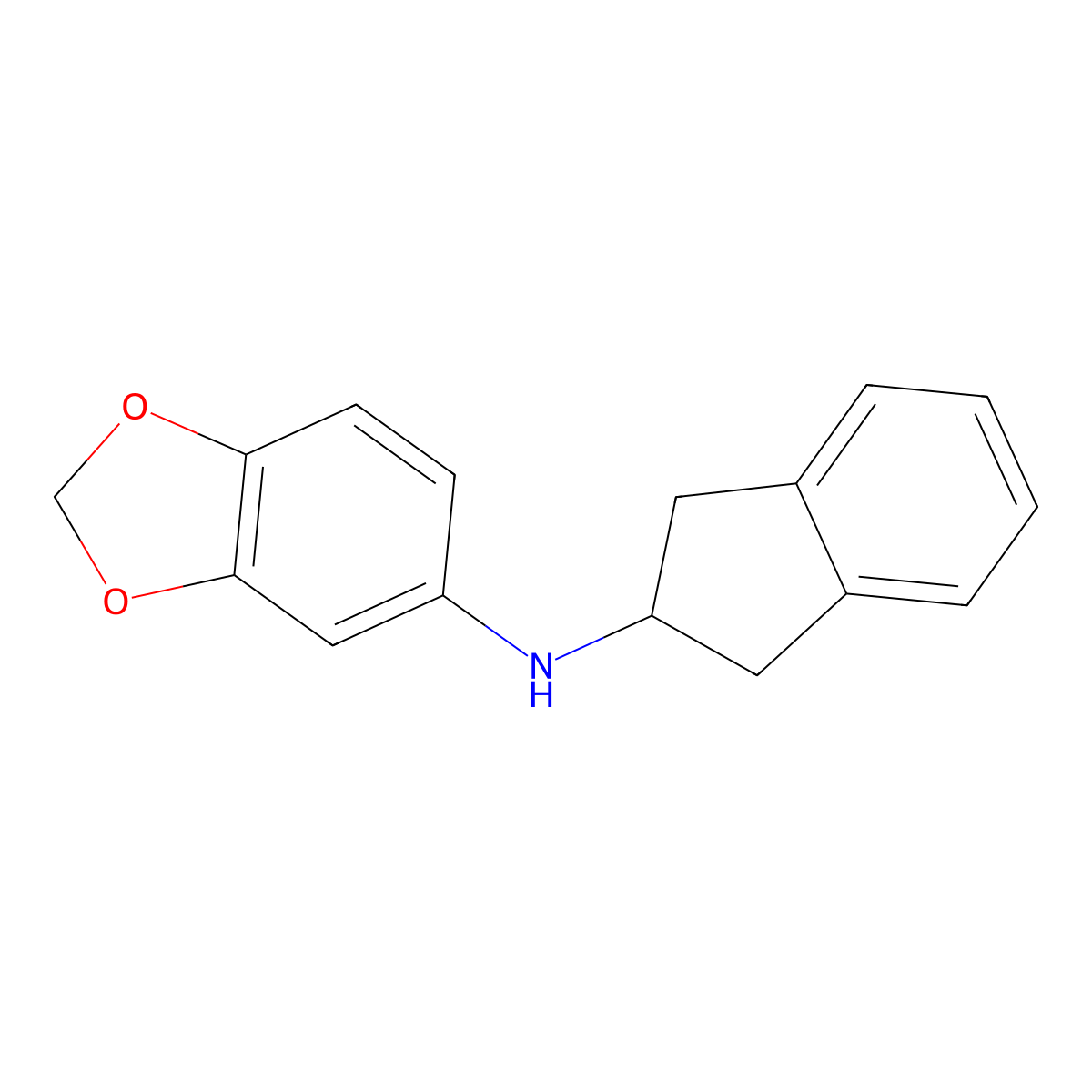 N-(2,3-dihydro-1H-inden-2-yl)-1,3-benzodioxol-5-amine molecular structure, CAS 864424-16-8