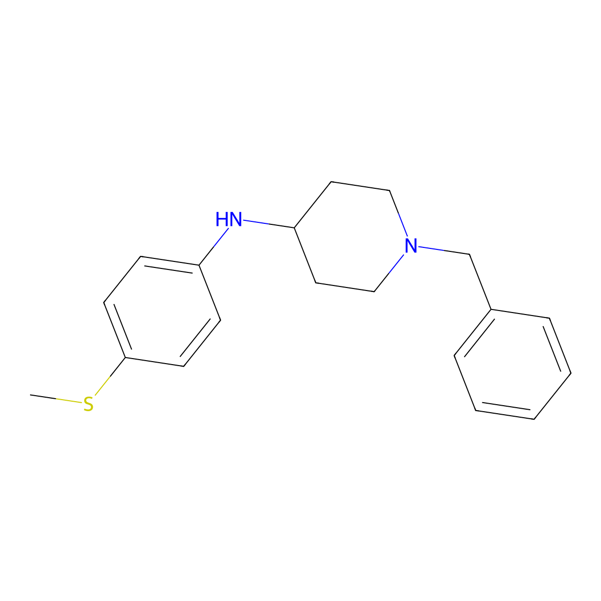 1-benzyl-N-(4-methylsulfanylphenyl)piperidin-4-amine molecular structure, CAS 864424-22-6